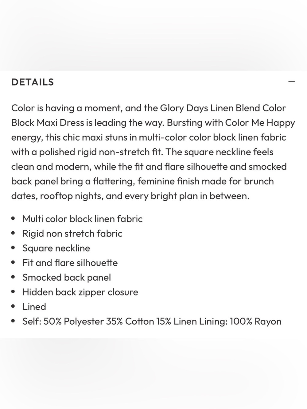 Vici Glory Days Linen Blend Color Block Rainbow 🌈 Maxi Dress 👗 - Picture 8 of 8
